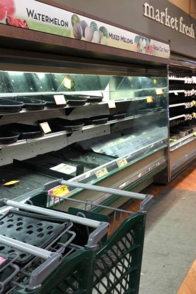 Empty shelves at Gerrity's supermarket