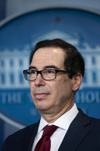 In this Jan. 10, 2020, file photo, Steven Mnuchin, U.S. Treasury secretary, listens during a briefing at the White House in Washington, D.C.