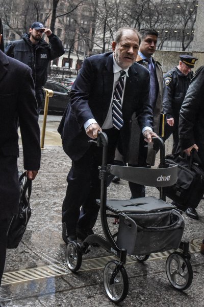 Movie producer Harvey Weinstein arrives for his sexual assault trial at New York Criminal Court on Feb. 13, 2020, in New York City. The weeks-long trial against Weinstein nears is end as prosecutors ready to give their closing argument on Friday.