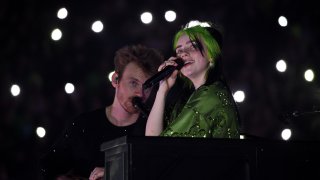 File photo: Finneas O'Connell and Billie Eilish perform live on stage