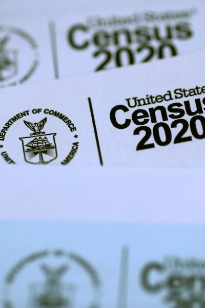 In this March 19, 2020, file photo, the U.S. Census logo appears on census materials received in the mail with an invitation to fill out census information online in San Anselmo, California.