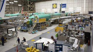 Boeing Co. 737 Max airplanes are seen at the company's manufacturing facility in Renton, Washington, U.S., on Wednesday, March 27, 2019.