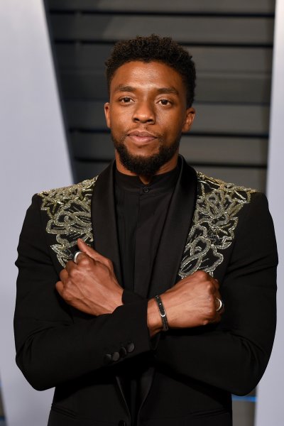 Chadwick Boseman attends the 2018 Vanity Fair Oscar Party at Wallis Annenberg Center for the Performing Arts on March 4, 2018, in Beverly Hills, California.