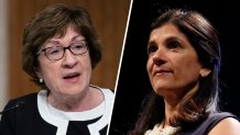 Incumbent Republican Sen. Susan Collins, left, will be defending her congressional seat from Maine Democrat House Speaker Sara Gideon, right, in the Nov. 3 election.