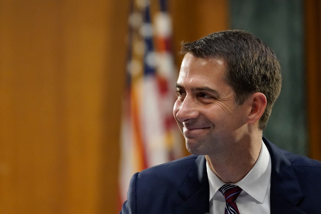 Sen. Tom Cotton (R-AR) attends a Senate Banking Committee hearing on Capitol Hill on September 24, 2020 in Washington, DC. 