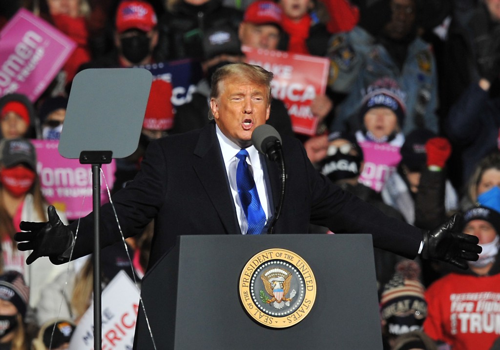 President Donald Trump speaks during a campaign rally on October 27, 2020 in Omaha, Nebraska.  