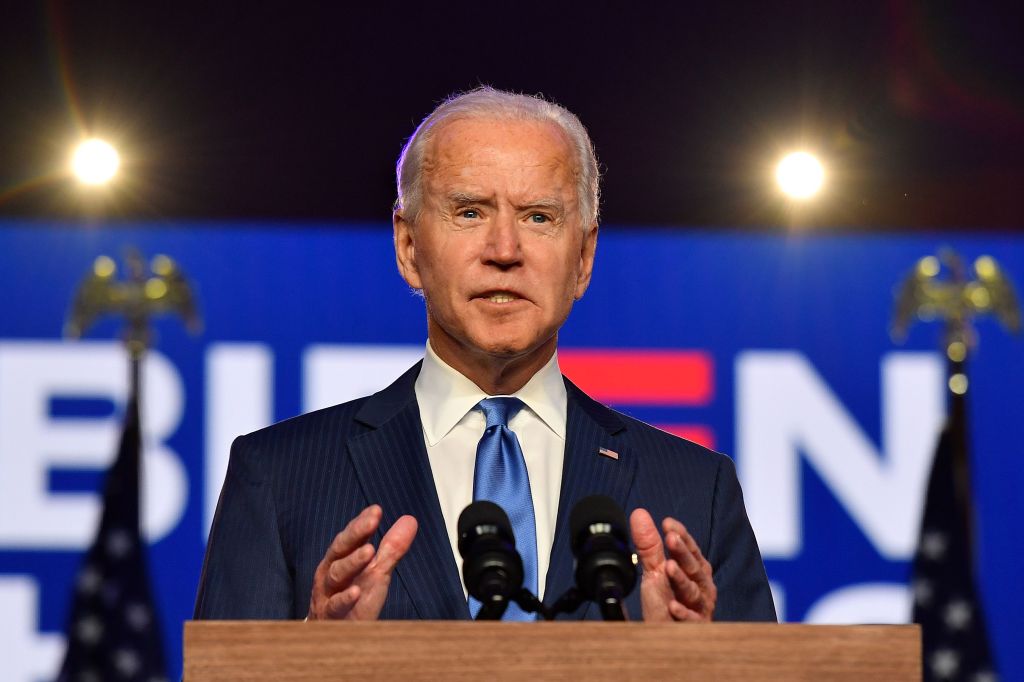 Democratic presidential nominee Joe Biden delivers remarks at the Chase Center in Wilmington, Delaware, on November 6, 2020. - Three days after the US election in which there was a record turnout of 160 million voters, a winner had yet to be declared.