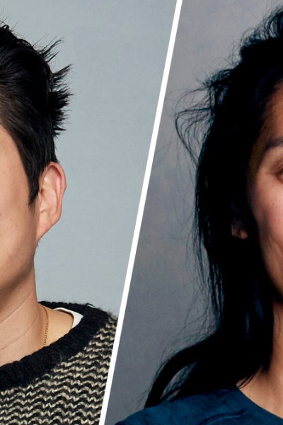 Asian American actor Steven Yeun, left, and director Chloé Zhao, right.
