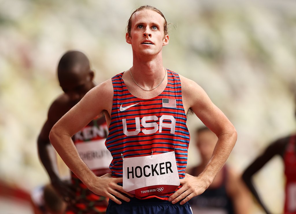 Cole Hocker of Team United States competes in round one of the Men's 1500m heats on day eleven of the Tokyo 2020 Olympic Games at Olympic Stadium on Aug. 3, 2021, in Tokyo, Japan.