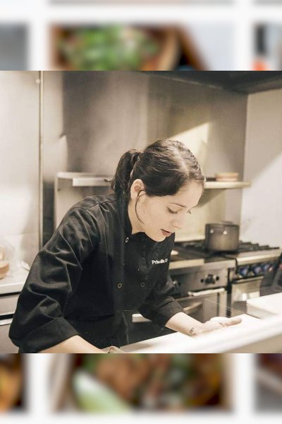 Chef Priscilla Curiel works in the kitchen.