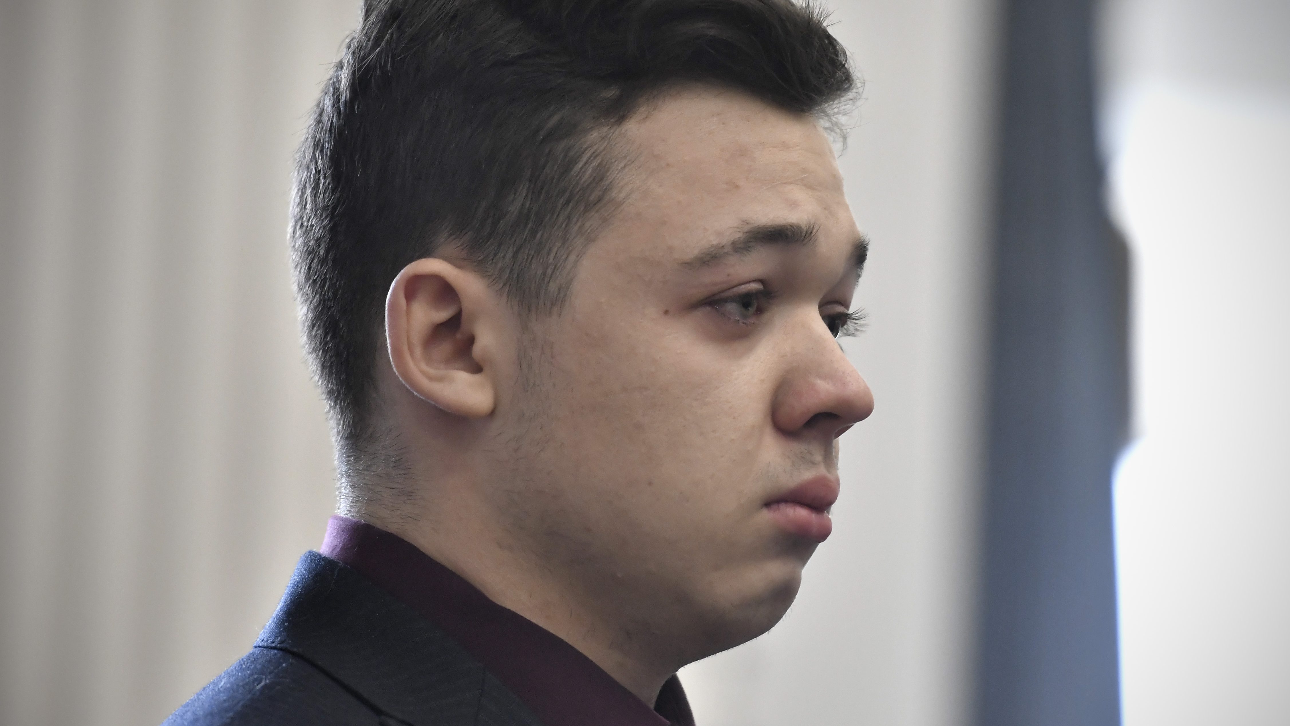 Kyle Rittenhouse cries as he is found not guilty on all counts at the Kenosha County Courthouse on Nov. 19, 2021 in Kenosha, Wisconsin. Rittenhouse was found not guilty of all charges in the shooting of three demonstrators, killing two of them, during a night of unrest that erupted in Kenosha after a police officer shot Jacob Blake seven times in the back while being arrested in August 2020.
