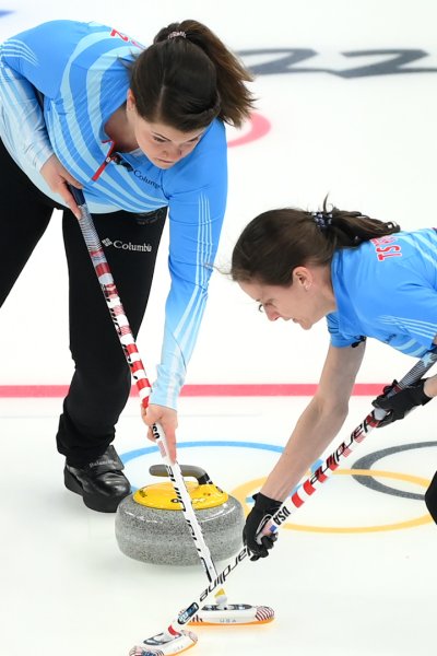 Team USA curling during a match.