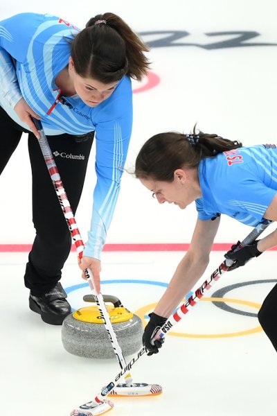 Team USA curling during a match.