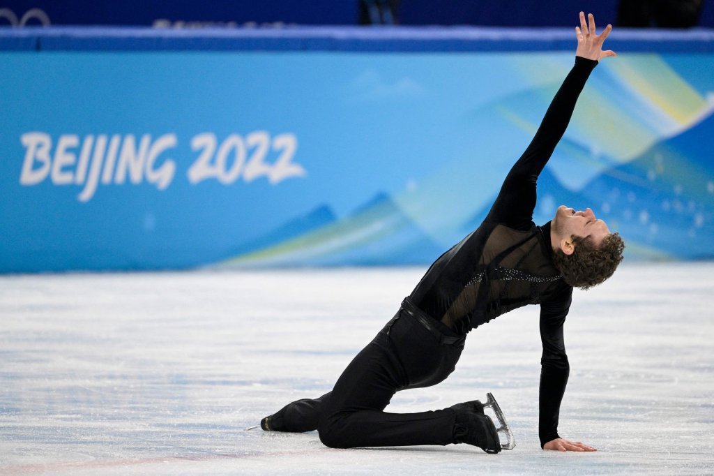 USA's Jason Brown competes in the Men's Single Skating Short Program of the Figure Skating event during the 2022 Winter Olympics at the Capital Indoor Stadium in Beijing, China on Feb. 8, 2022.