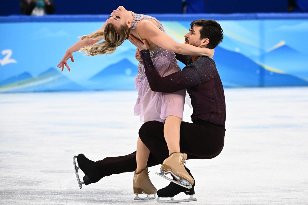 Madison Hubbell and Zachary Donohue of Team USA compete in the Ice Dance Free Dance of the Figure Skating event during the 2022 Winter Olympics at the Capital Indoor Stadium in Beijing, China on Feb. 14, 2022.