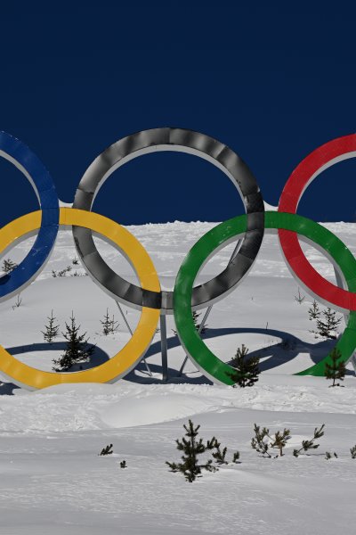 The Olympic Rings seen at Genting Snow Park, on January 26, 2022 in Zhangjiakou, China.
