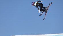 Ailing Eileen Gu of Team China performs a trick during the Women's Freestyle Skiing Freeski Big Air Final on Day 4 of the Beijing 2022 Winter Olympic Games at Big Air Shougang on Feb. 8, 2022, in Beijing, China.