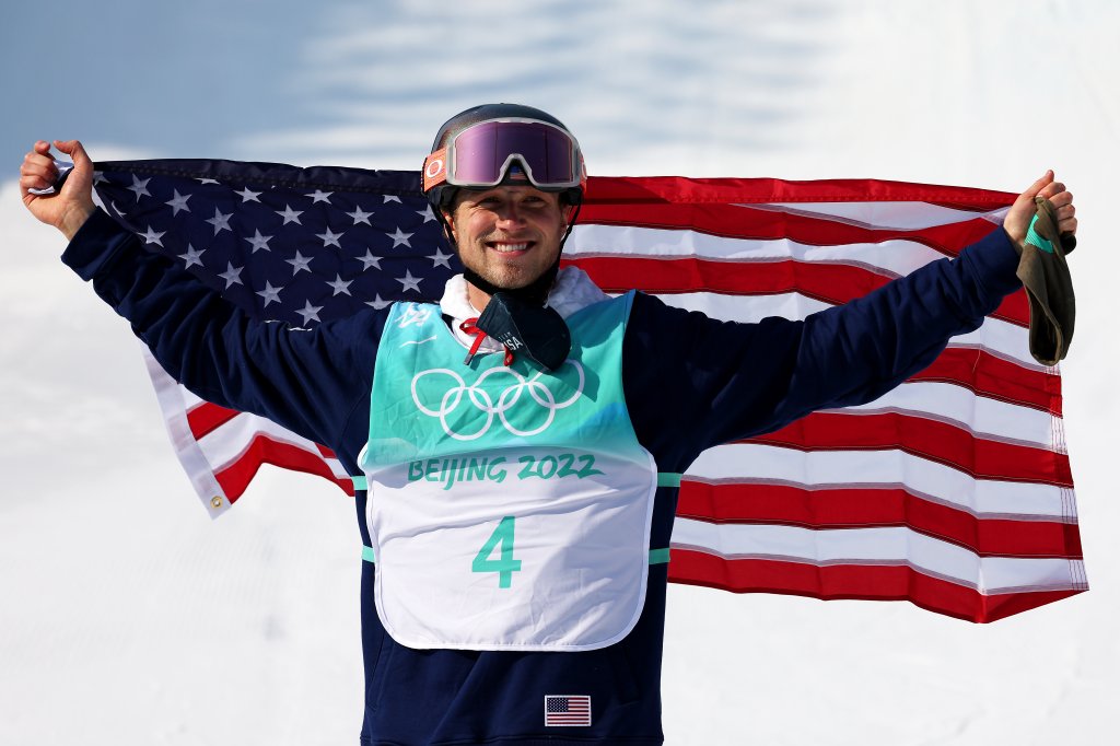 Colby Stevenson of Team United States reacts after winning the silver medal during the Men's Freestyle Skiing Freeski Big Air Final on day five of the 2022 Winter Olympics at Big Air Shougang on Feb. 9, 2022, in Beijing, China.