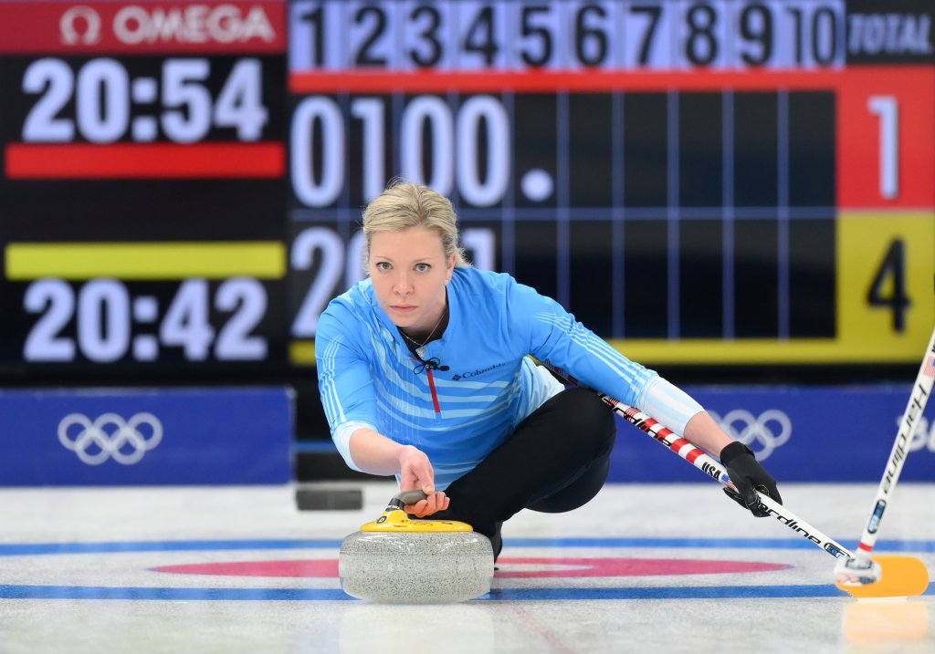Nina Roth of Team United States competes against Team ROC during the Women's Round Robin at the 2022 Winter Olympic Games, Feb. 10, 2022, in Beijing. Team USA advanced past the ROC to take on Denmark for the second round robin session.  