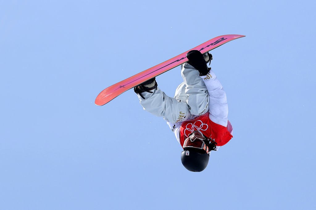Ayumu Hirano in mid-air doing a trick