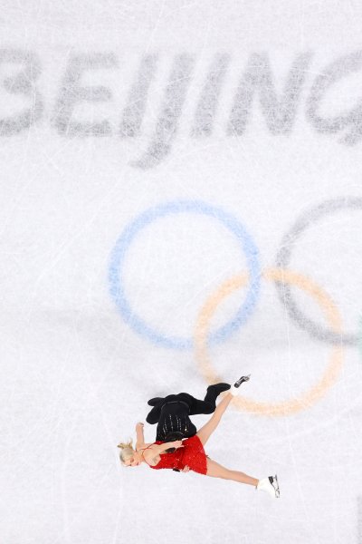 Top view of Ice Dance Rhythm Dance on day eight of the Beijing 2022 Winter Olympic Games