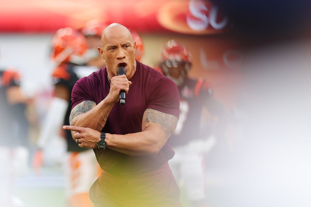 Dwayne "The Rock" Johnson attends the Super Bowl LVI 