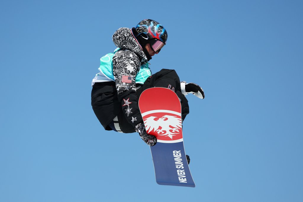 Chris Corning of Team USA performs a trick in practice ahead of the Men's Snowboard Big Air final on day 11 of the Beijing Winter Olympics at Big Air Shougang on Feb. 15, 2022, in Beijing, China. 