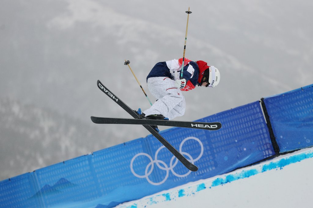 Aaron Blunck of Team United States competes during the second run of the Men's Freestyle Skiing Freeski Halfpipe qualifications at the 2022 Winter Olympics, Feb. 17, 2022 in Zhangjiakou, China. Blunck scored first in the qualifications. 
