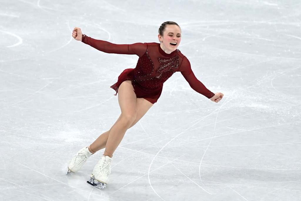 Mariah Bell of Team United States competes during the Women Single Skating Free Skating at the 2022 Winter Olympic Games, Feb. 17, 2022, in Beijing.