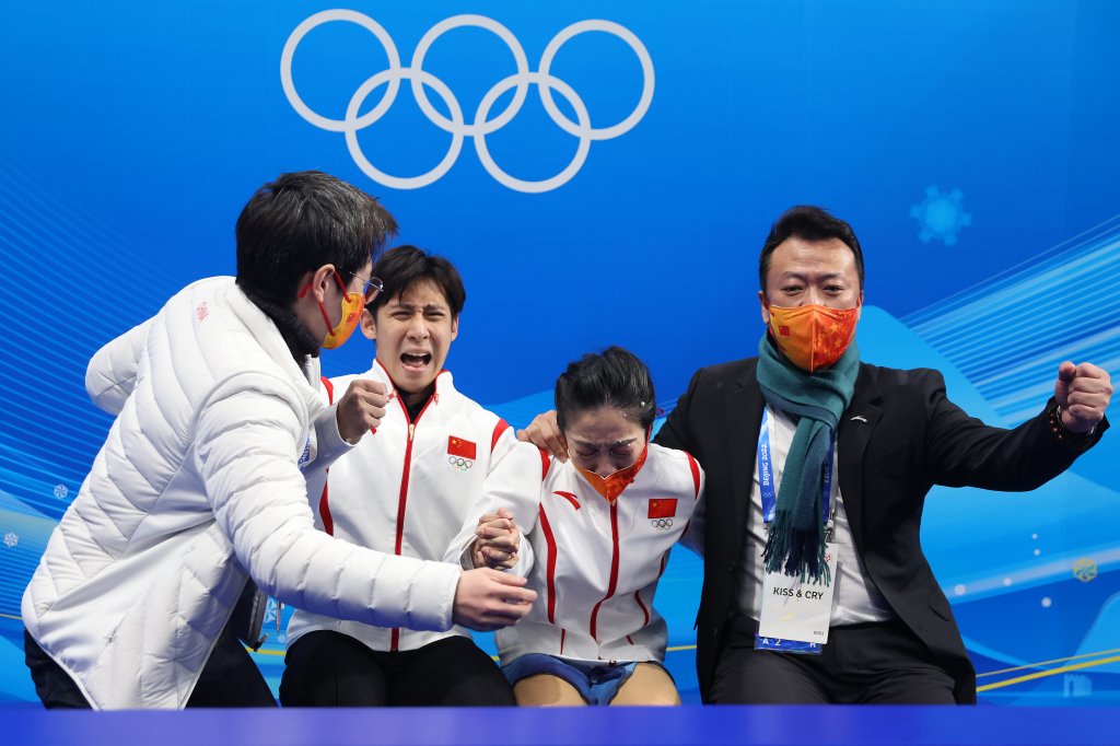 Wenjing Sui and Cong Han of Team China wins gold during the Pair Skating Free Skating at the Winter Olympic Games, Feb. 19, 2022, in Beijing, China. The pair had missed out on gold in Pyeongchang by only half a point. 
