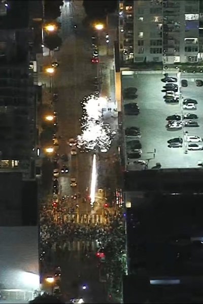 fans downtown set off fireworks after rams win