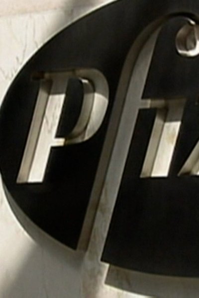 Pfizer logo on side of building