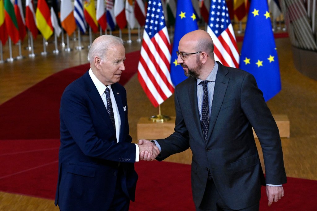 Charles Michel (left), president of the European Council, and U.S. President Joe Biden