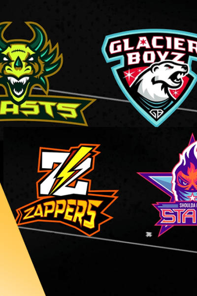 Logos of FCF Teams: Beats, Glacier Boyz, Zappers, Shoulda Been Stars
