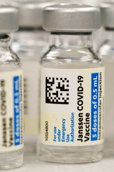 FILE - Vials of the Johnson & Johnson COVID-19 vaccine are seen at a pharmacy in Denver on Saturday, March 6, 2021. On Thursday, May 5, 2022, U.S. regulators strictly limited who can receive this vaccine due to a rare but serious risk of blood clots.