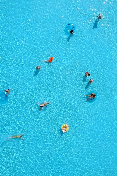 People in a public pool.