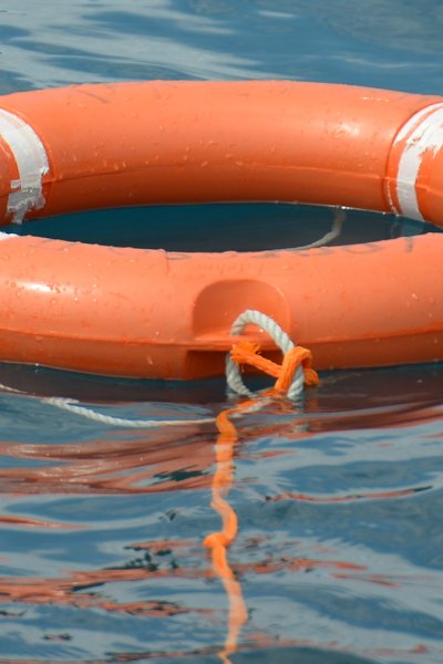 A life preserver on a rope.