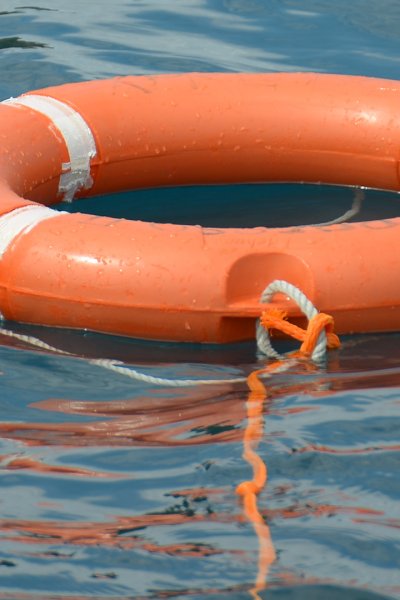 A life preserver on a rope.