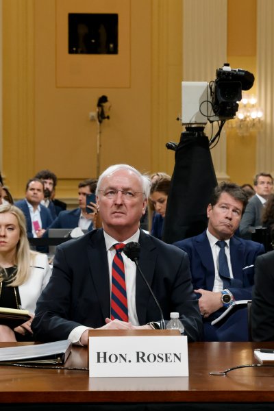 Former Assistant U.S. Attorney General for the Office of Legal Counsel Steven Engel, former Acting U.S. Attorney General Jeffrey Rosen and former Acting U.S. Deputy Attorney General Richard Donoghue look on as they attend the fifth hearing held by the House Select Committee to Investigate the January 6th Attack on the U.S. Capitol