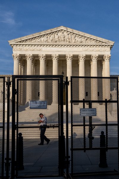 A police officer patrols the U.S. Supreme Court Building on June 21, 2022 in Washington, DC.
