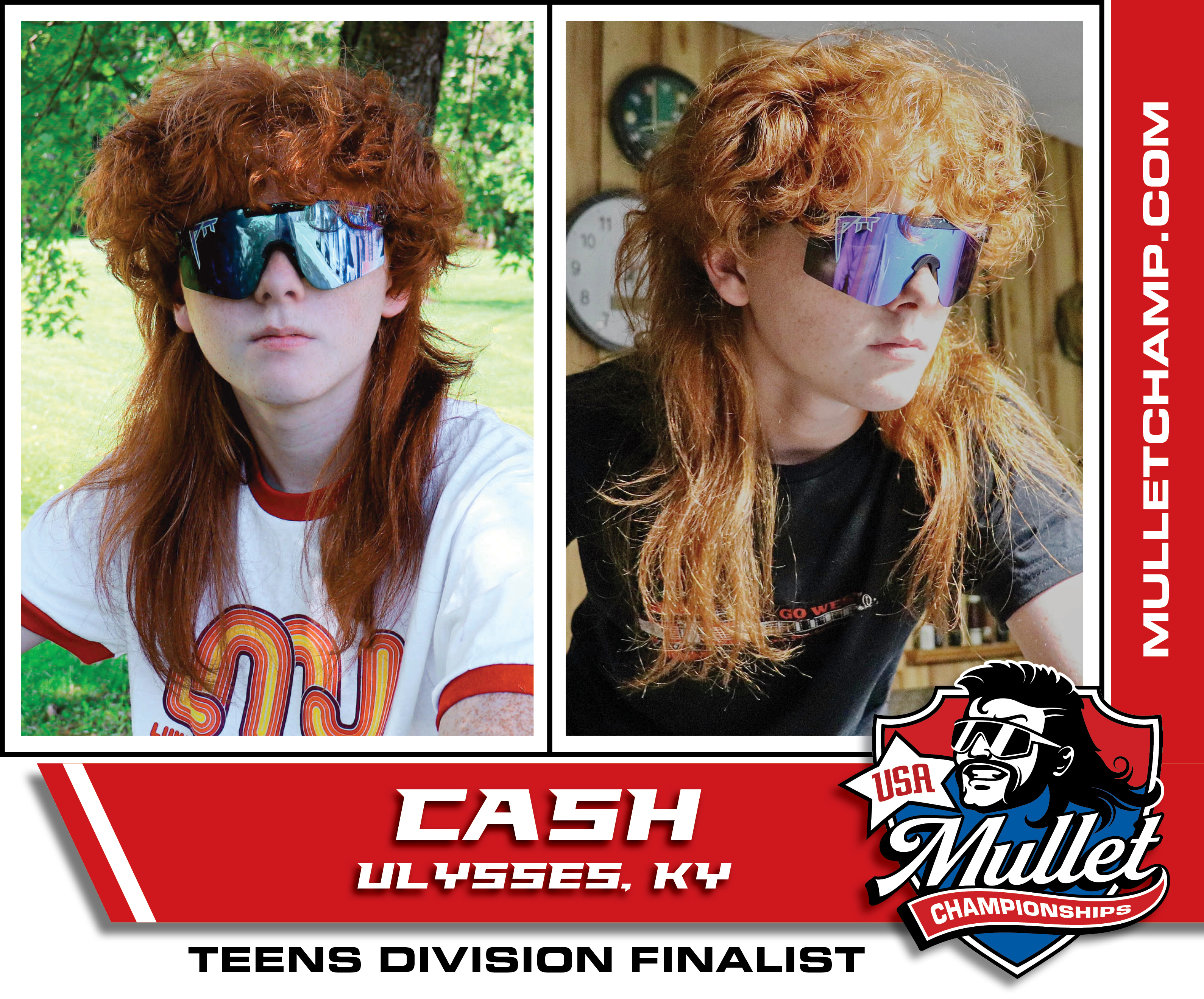 Cash McCoy, a teen division finalist in the 2022 USA Mullet Championships.
