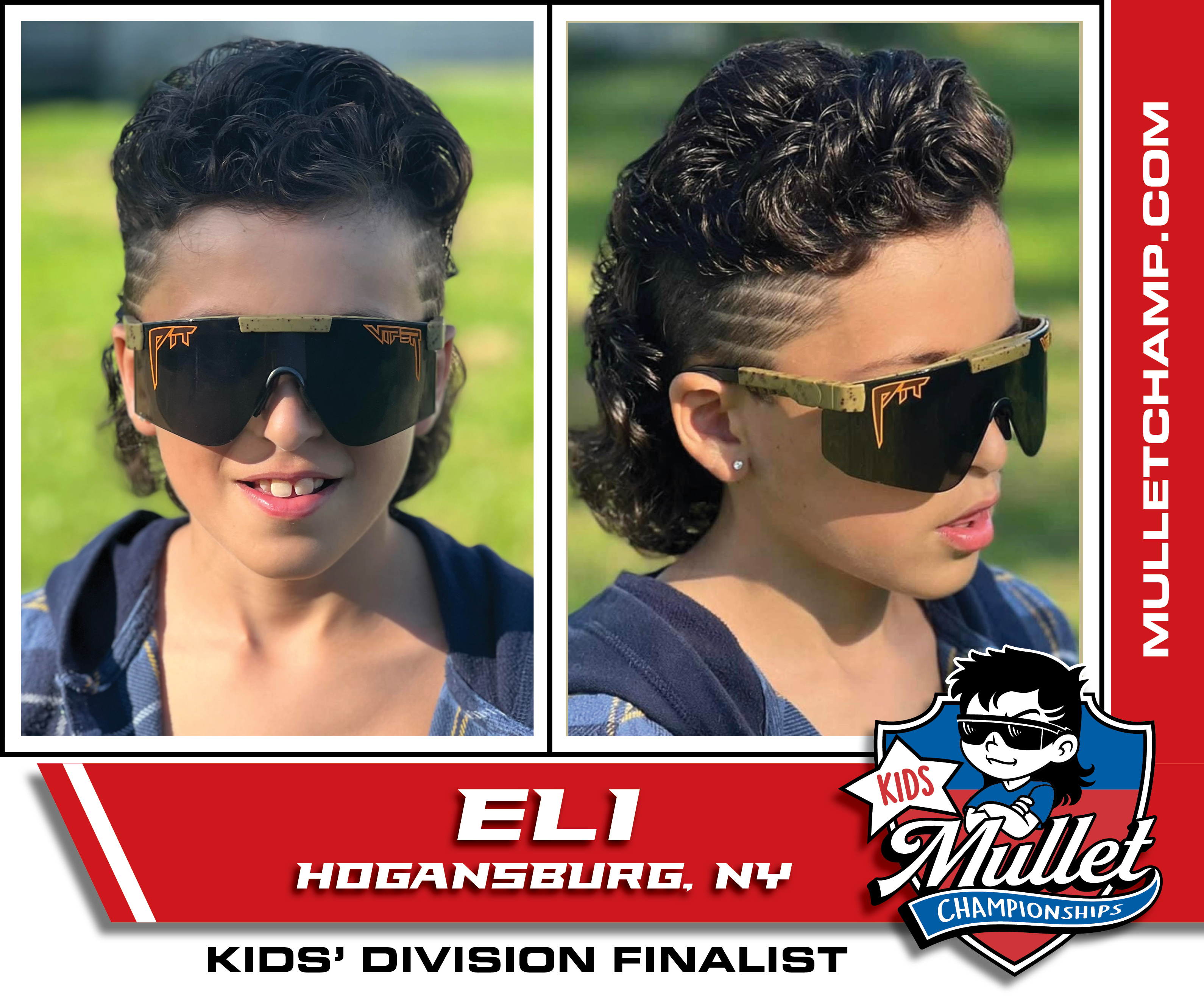 Eli Phillips, a kids division finalist in the 2022 USA Mullet Championships.