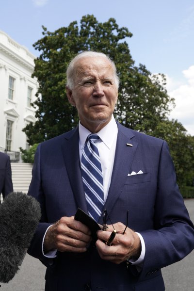 US President Joe Biden speaks to the members of the media on the South Lawn of the White House
