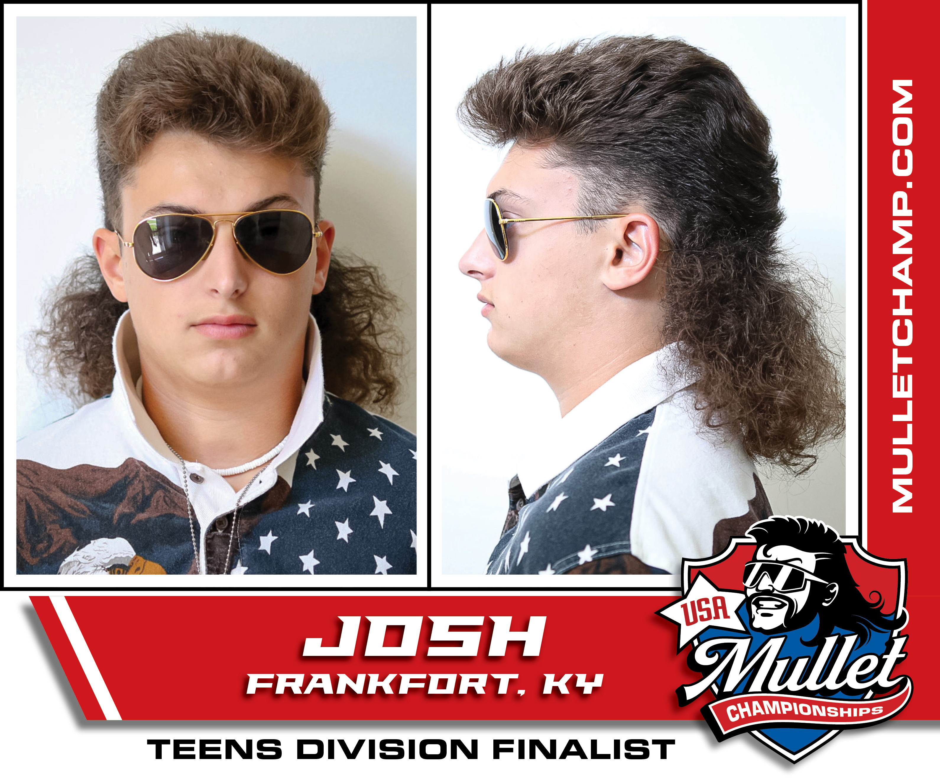 Josh Scott, a teen division finalist in the 2022 USA Mullet Championships.