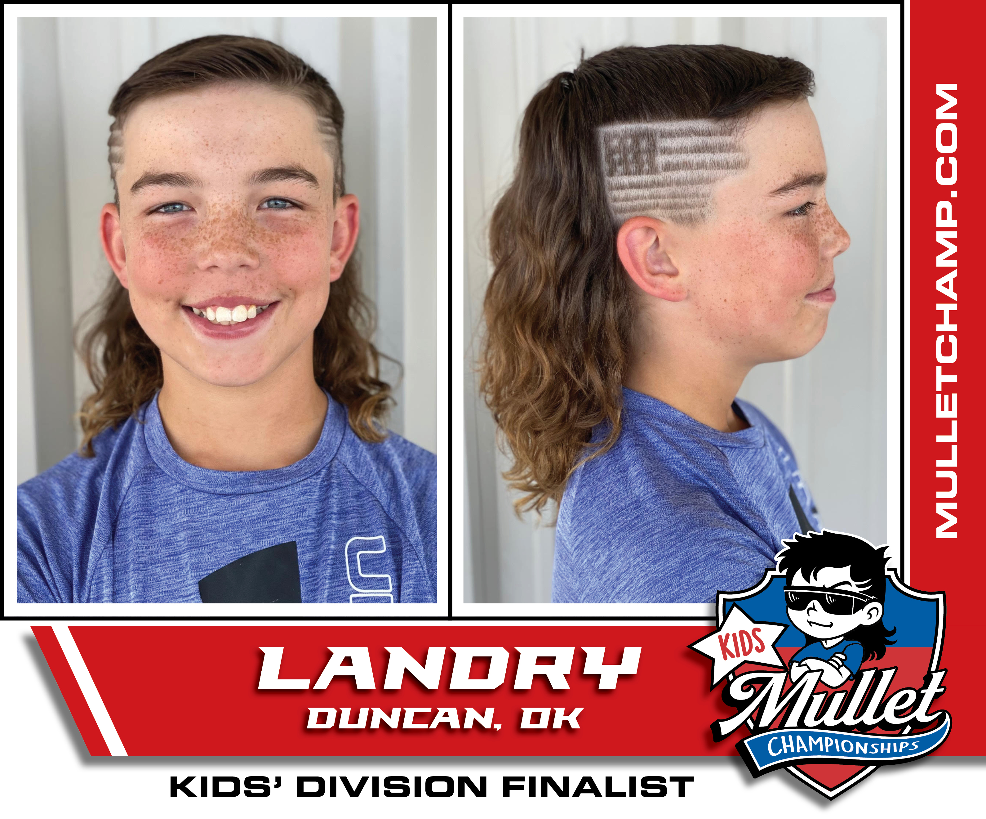 Landry Turpin, a kids division finalist in the 2022 USA Mullet Championships.