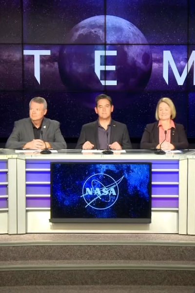 Panel sits in front of space backdrop with "Artemis" in purple lettering
