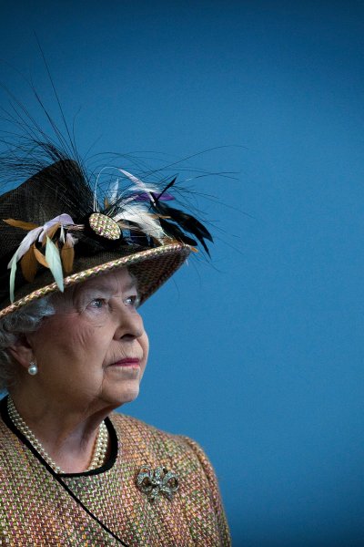 Queen Elizabeth II smiles as she opens the refurbished East Wing of Somerset House, on February 29, 2011 in London, England. (