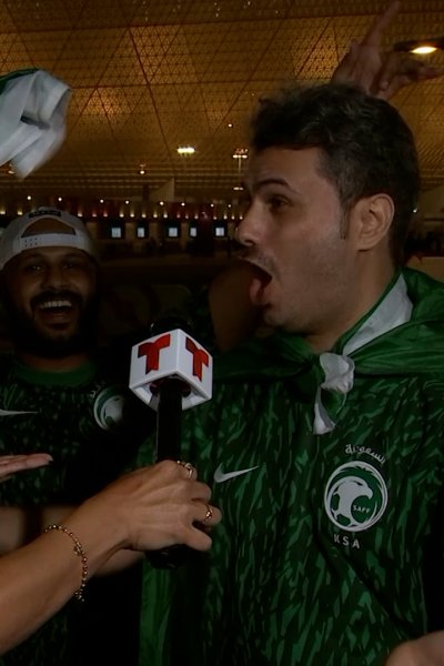 Fan celebrates Saudi Arabia's victory over Argentina