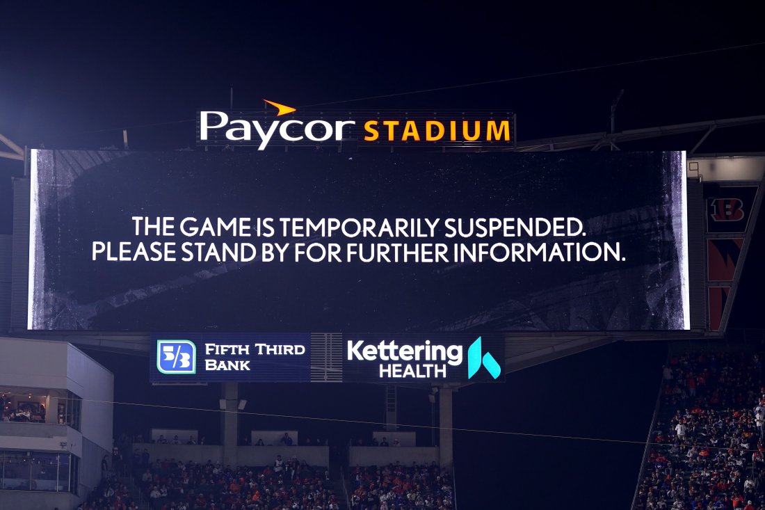 An announcement is displayed on the scoreboard